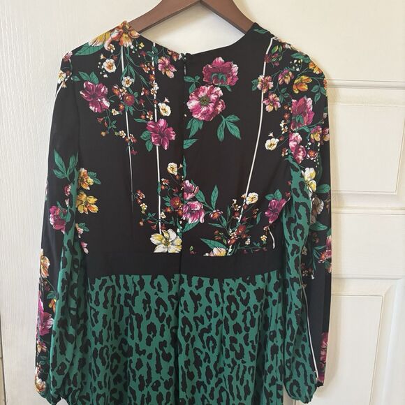 Tropical Maxi Dress Women Small Floral Cheetah Print Green Black Resort Travel - Picture 13 of 15